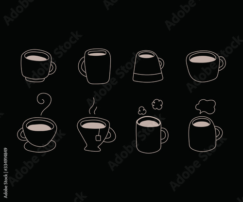 マグカップの手描きイラスト／かわいい／コーヒー／紅茶