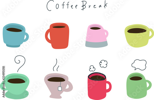 マグカップの手描きイラスト／かわいい／コーヒー／紅茶