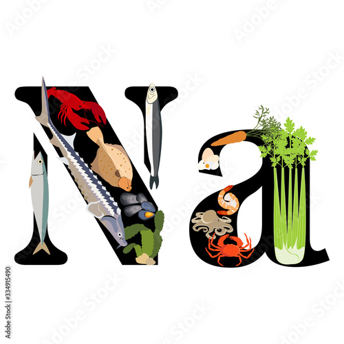 Sodium Na mineral healthy organic nutrition vector illustration