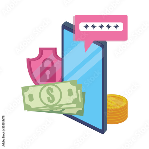 smartphone with money and security password
