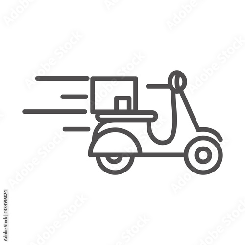 fast motorcycle with box transport cargo shipping related delivery line style icon