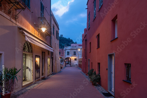 Varigotti narrow street in the night  Italy