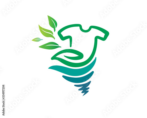 Green cleaning laundry service logo design inspiration