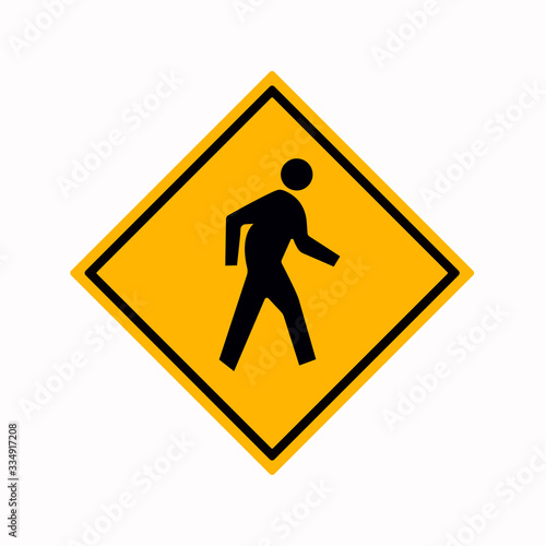 Pedestrian Crossing Warning Road Sign,Vector Illustration, Isolate On White Background Label