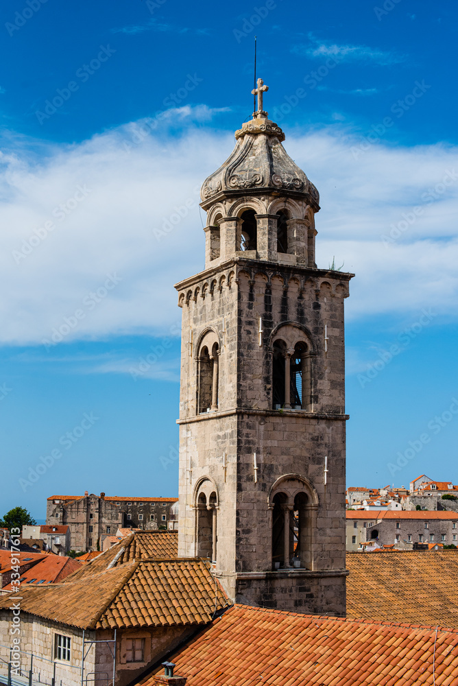 Bell tower at the Dominican Monastery in the old town Dubrovnik Croatia Bell tower at the Dominican Monastery in the old town Dubrovnik Croatia