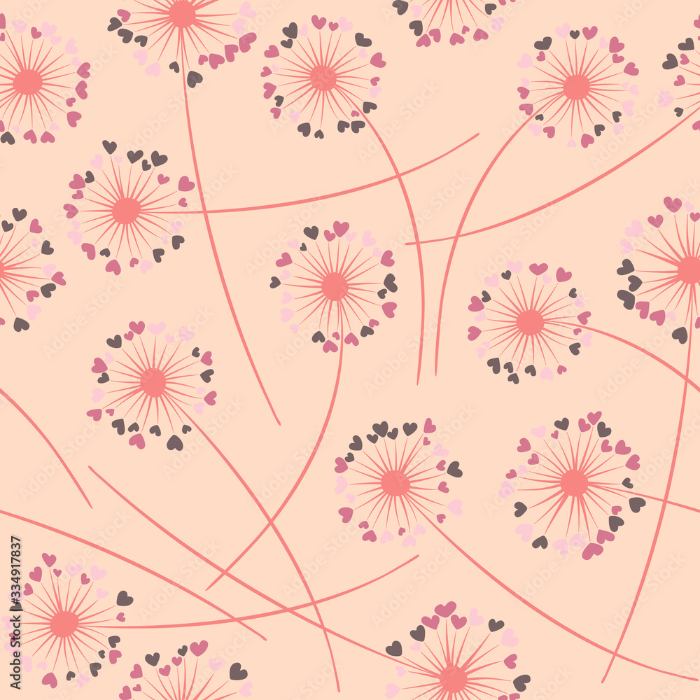 Dandelion blowing vector floral seamless pattern. Dandelion blowing vector floral seamless pattern.