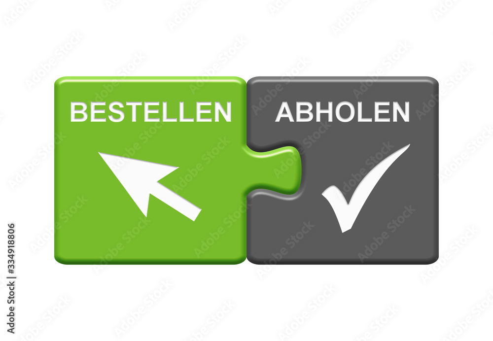 Puzzle Button zeigt Bestellen und Abholen Puzzle Button zeigt Bestellen und Abholen