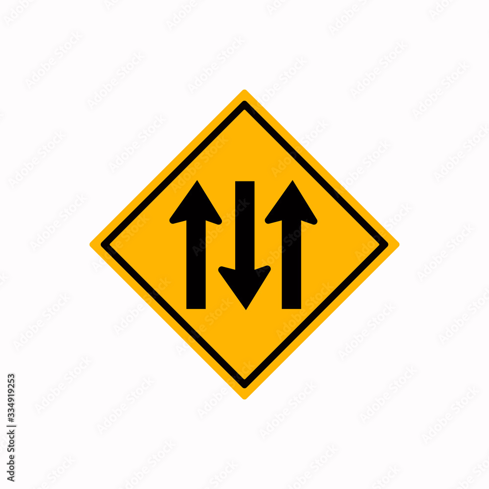 Three Lane Traffic Road Sign,Vector Illustration, Isolate On White Background Label Three Lane Traffic Road Sign,Vector Illustration, Isolate On White Background Label