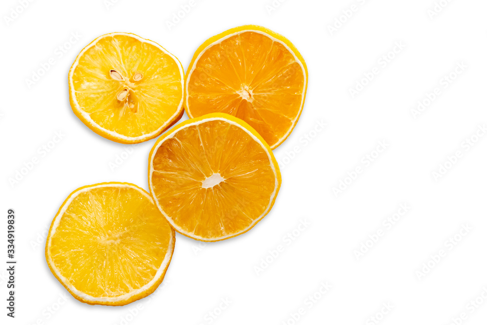 Dried Lemon sliced isolated on white background with clipping path Dried Lemon sliced isolated on white background with clipping path