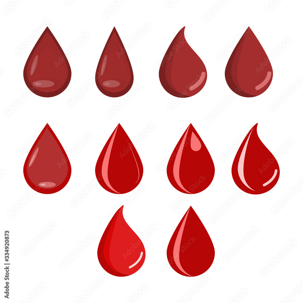 Red blood drop symbol. Flat design vector. Red blood drop symbol. Flat design vector.