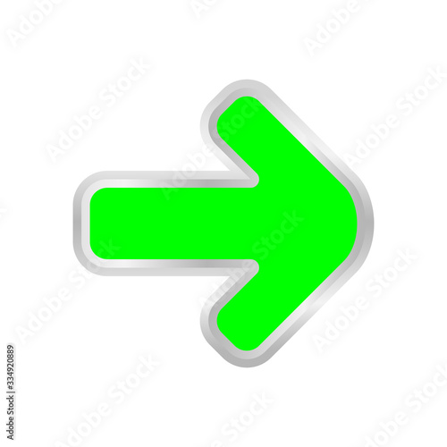 green arrow pointing right isolated on white, clip art green arrow icon pointing to right, 3d arrow symbol indicates green direction pointing to right, illustrations arrow buttons for right