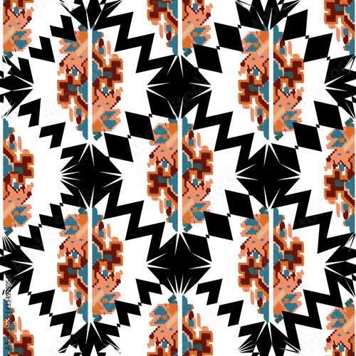 Drapery curves pagan tripe seamless pattern. Indian old surface background. Vector ornament