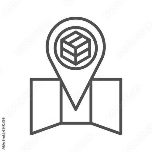 map location box cargo shipping delivery line style icon