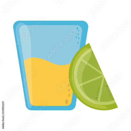 tequila shot and lemon slice cinco de mayo mexican celebration flat style icon