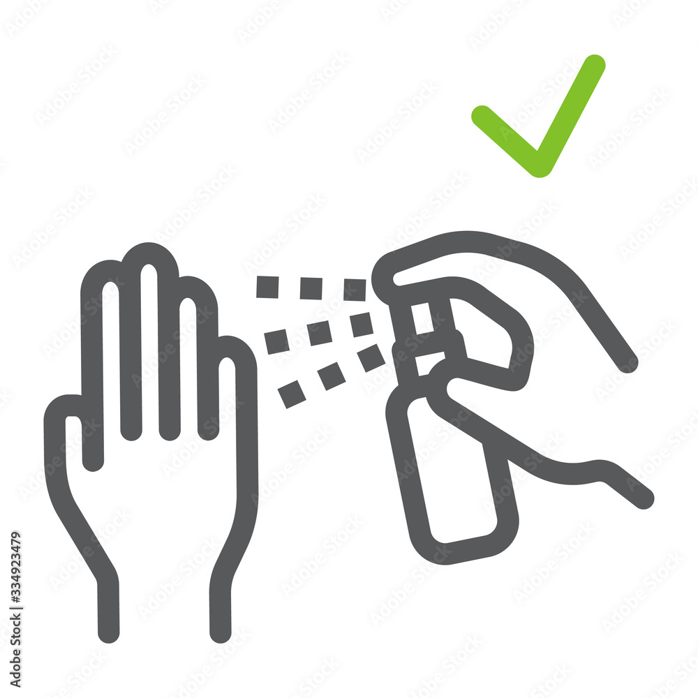 Antiseptic for hands line icon, wash and hygiene, antibacterial spray sign, vector graphics, a linear pattern on a white background, eps 10. Antiseptic for hands line icon, wash and hygiene, antibacterial spray sign, vector graphics, a linear pattern on a white background, eps 10.