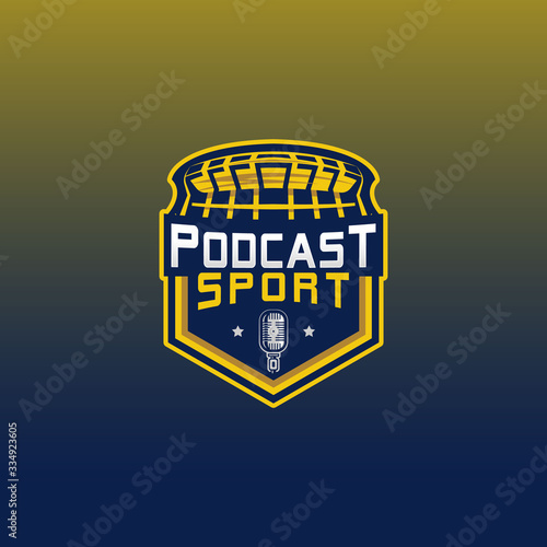 Podcast sport logo design inspiration. Esport logo design with stadium symbol