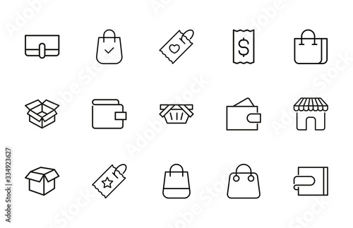 Modern thin line icons set of market.