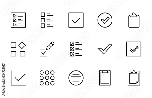 Simple set of validation icons in trendy line style.