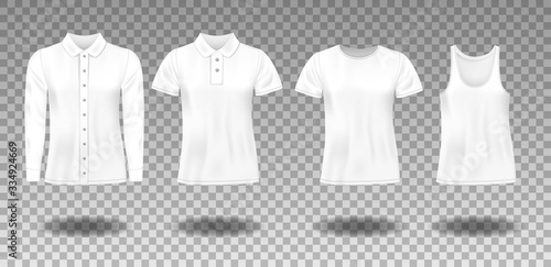 Realistic Blank uniform template sleeveless t-shirt, Polo, shirt with long sleeves. Mockup for clothes design, front view. vector illustration