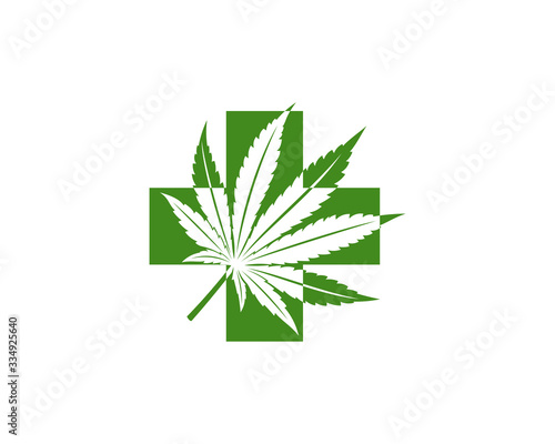 Cannabis Health plus logo design vector template. Creative Cannabis on white background