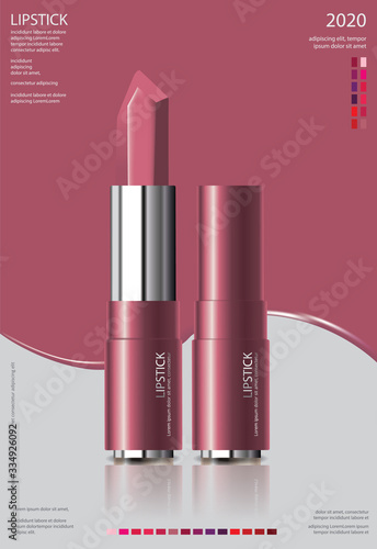Poster Template Design Cosmetic Lipstick Vector Illustration