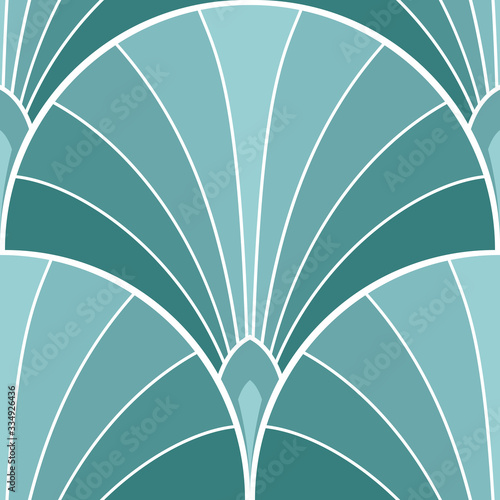 Geometric feather scallop seamless vector pattern