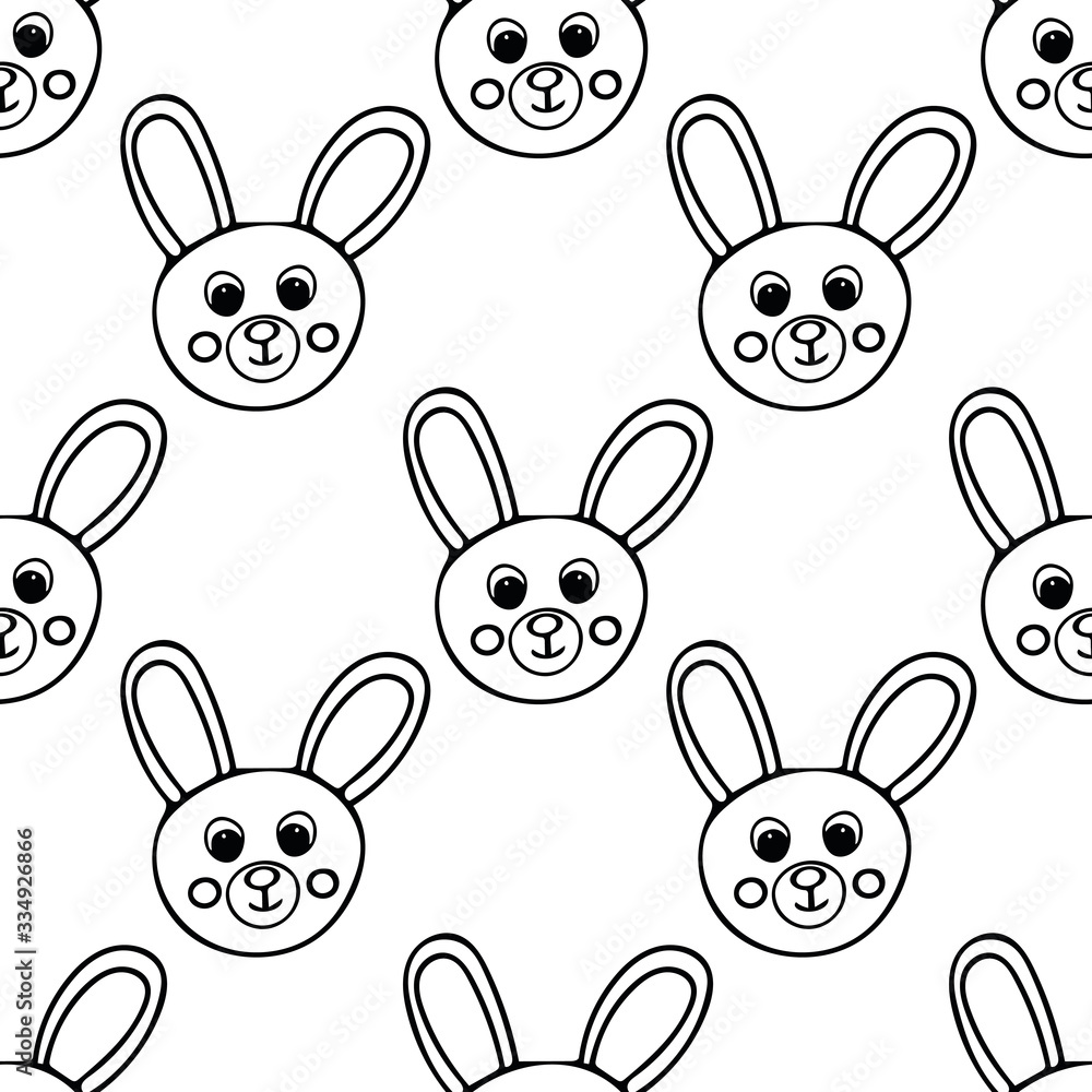 Hares hand drawn in doodle style seamless pattern. Easter bunnies, cute animals. Background for decor and design of children's room, clothes, textiles, wrapping paper, scrapbooking Hares hand drawn in doodle style seamless pattern. Easter bunnies, cute animals. Background for decor and design of children's room, clothes, textiles, wrapping paper, scrapbooking