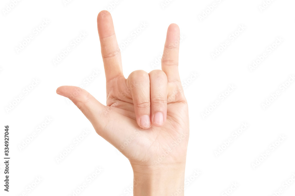 I love you in woman hands sign isolated on white background. I love you in woman hands sign isolated on white background.