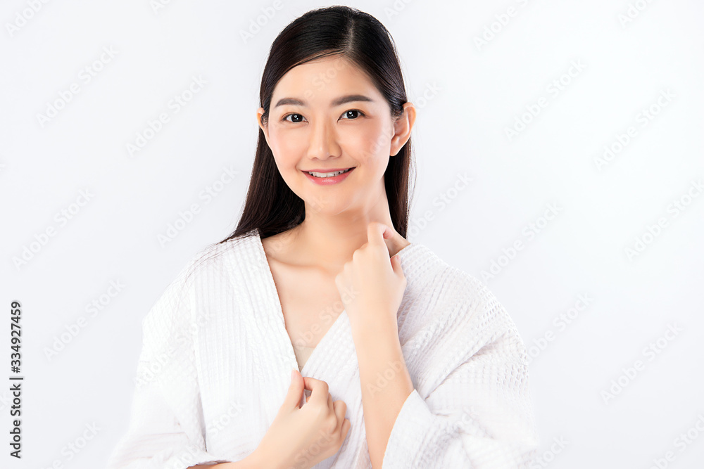 Beautiful Young Asian Woman with Clean Fresh Skin. Face care, Facial treatment, Cosmetology, beauty and healthy skin and cosmetic concept, woman beauty skin isolated on white background Beautiful Young Asian Woman with Clean Fresh Skin. Face care, Facial treatment, Cosmetology, beauty and healthy skin and cosmetic concept, woman beauty skin isolated on white background