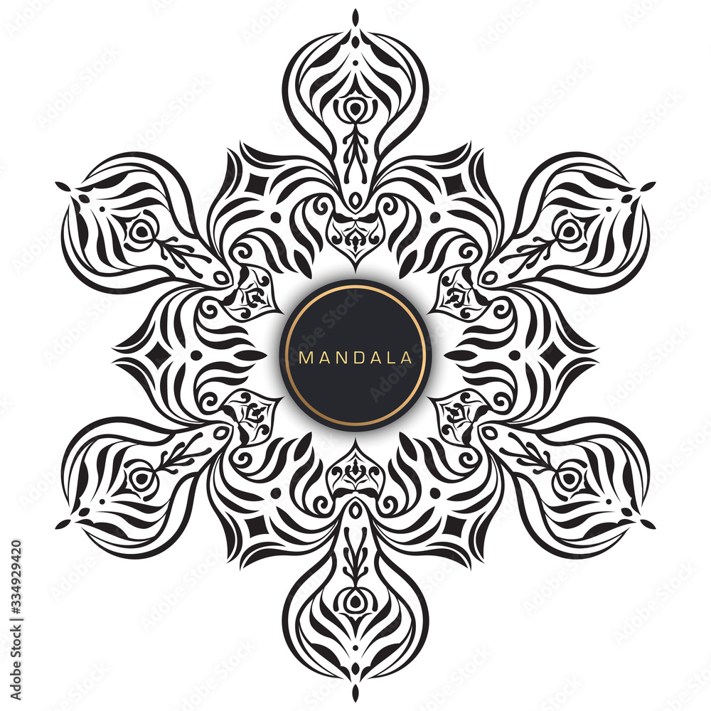 Mandala, tracery round boho doodle. Ethnic ornament, sketched symmetry. Folk, meditation design. Curved shape, isolated on white. Black and white art. Vector Mandala, tracery round boho doodle. Ethnic ornament, sketched symmetry. Folk, meditation design. Curved shape, isolated on white. Black and white art. Vector