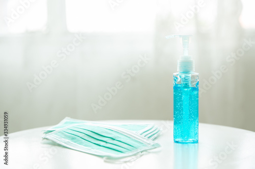 Corona anti-virus mask and hand washing gel with alcohol ingredients