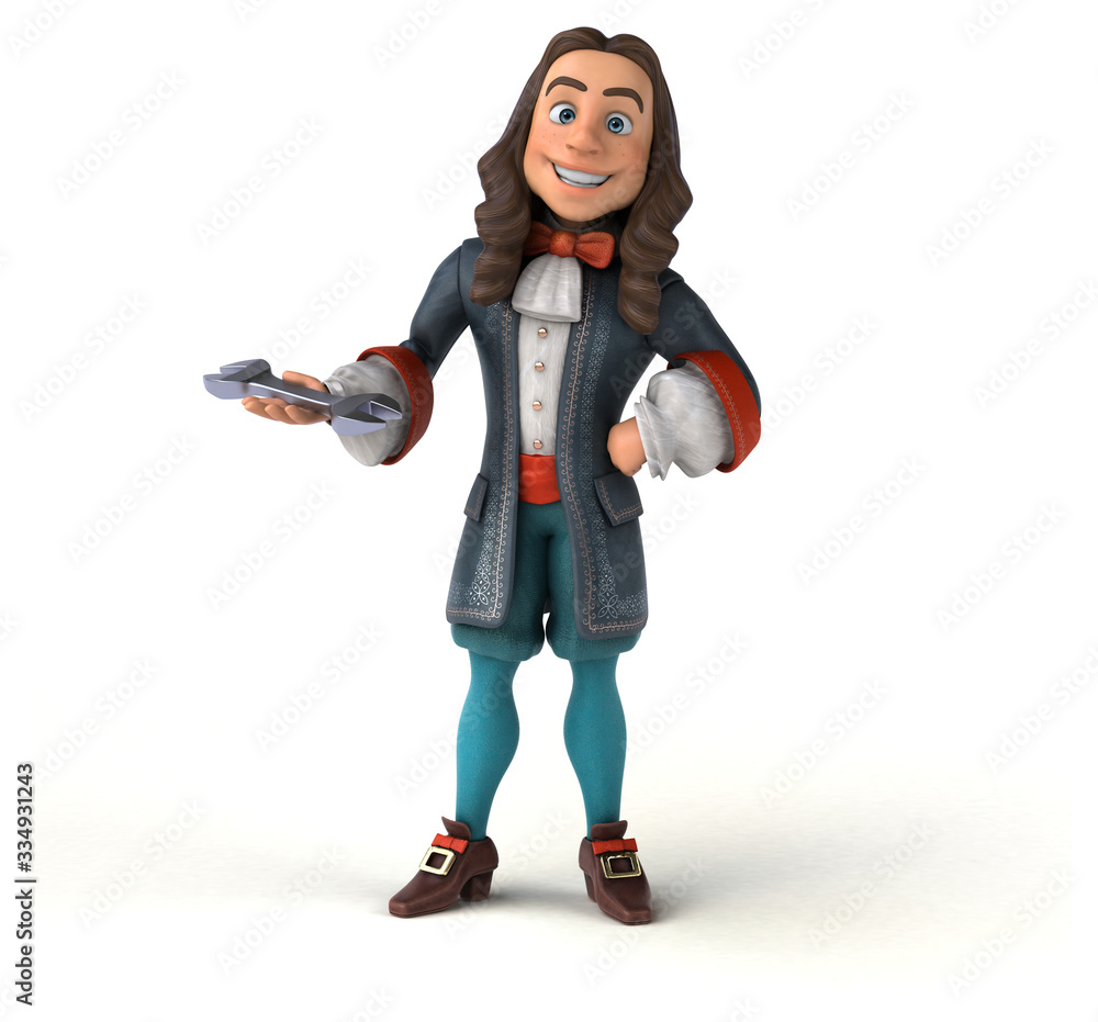 3D Illustration of a cartoon man in historical baroque costume 3D Illustration of a cartoon man in historical baroque costume