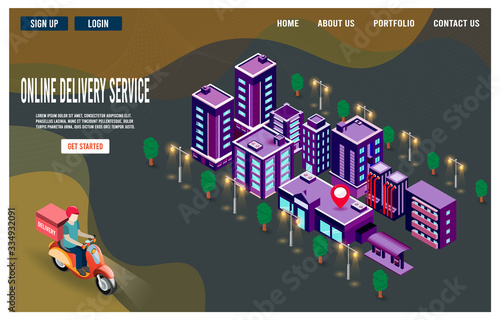 Modern flat design isometric concept of Online delivery service for website and mobile website. Easy to edit and customize. Vector illustration