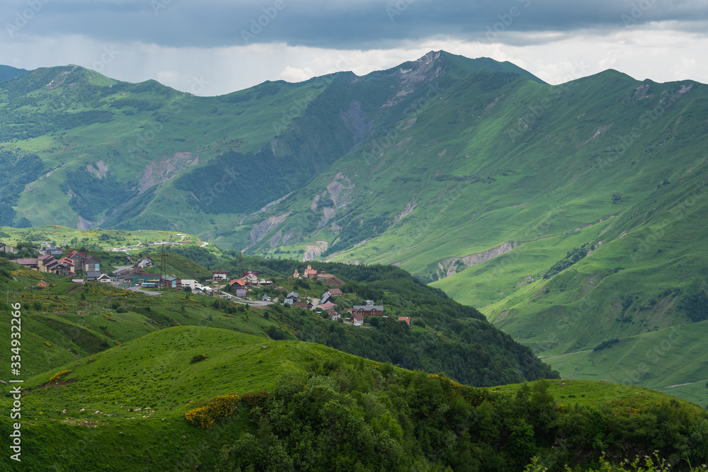 Beautiful mountain landscape in summer season in Caucasus mountain range, Georgia
