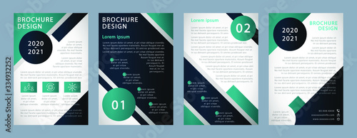 business brochure template geometric pattern color set, horizontal arrangement