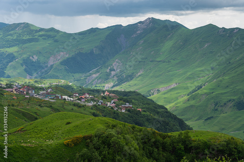 Fototapeta Naklejka Na Ścianę i Meble -  Beautiful mountain landscape in summer season in Caucasus mountain range, Georgia