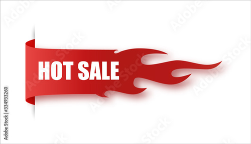 Flat linear promotion fire banner, price tag, hot sale, offer, price. Vector illustration