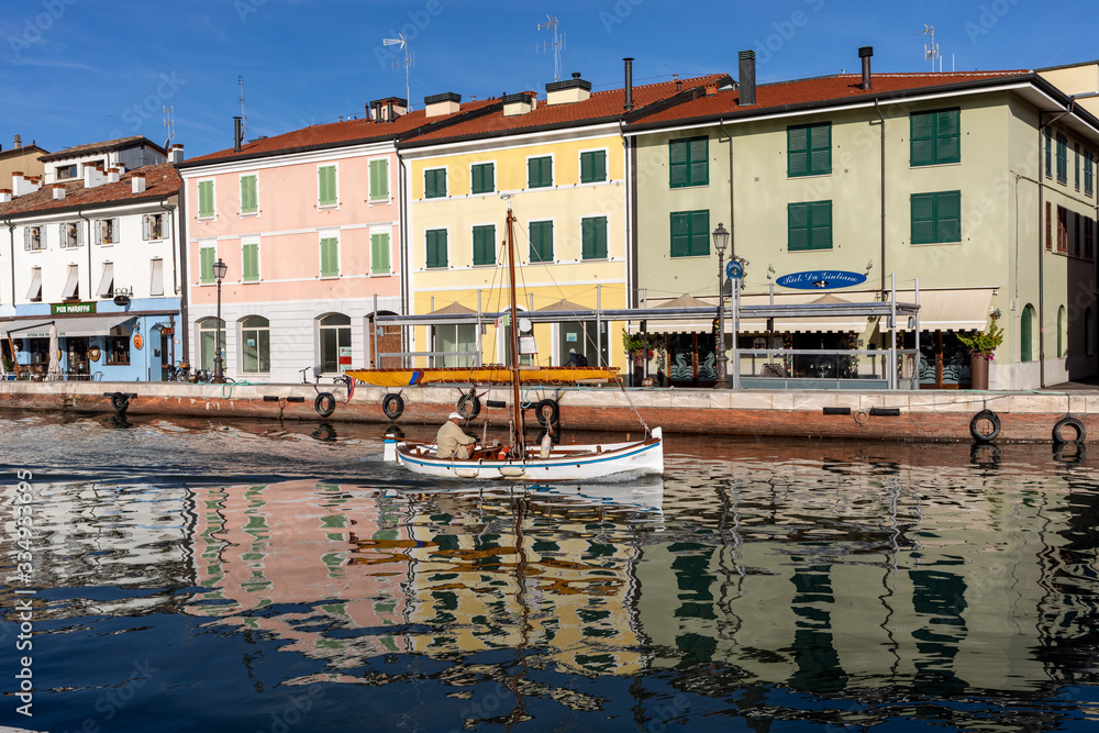 The port canal designed by Leonardo da Vinci and old town of Cesenatico on the Adriatic sea coast