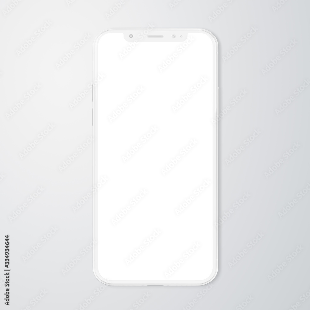 White modern smartphone mockup isolated on grey 3D rendering White modern smartphone mockup isolated on grey 3D rendering