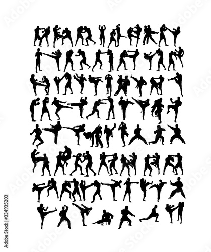Martial Art Set Silhouette, art vector design