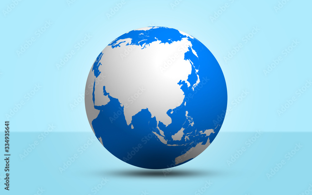Fototapeta premium 3d render globe sphere on blue background