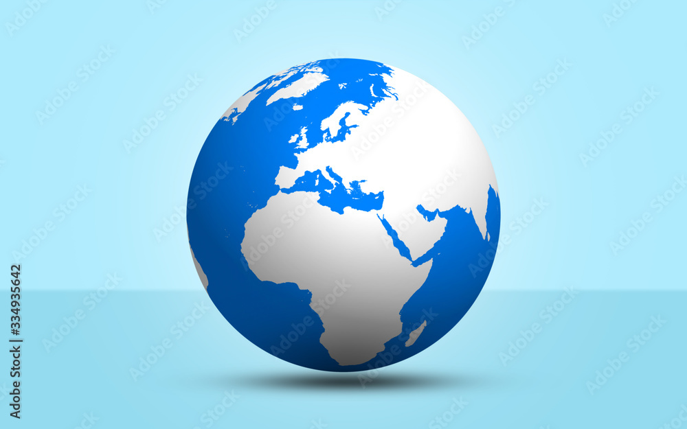 3d render globe sphere on blue background