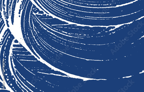 Grunge texture. Distress indigo rough trace. Extra