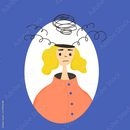 Mental disorder. Vector person with bad mood.