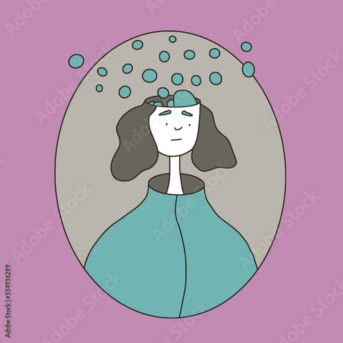 Mental disorder. Vector person with bad mood.