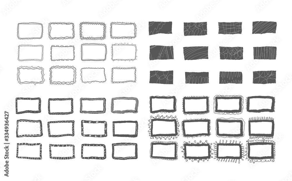 Set of hand drawn frames. Vector illustration.