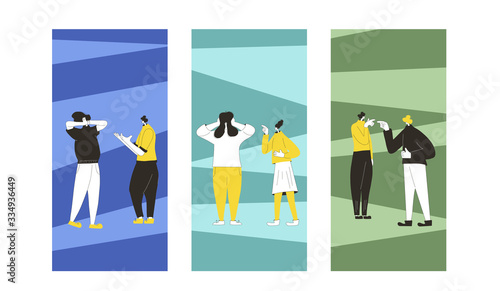 Pair of people conflict. Quarrel vector design.
