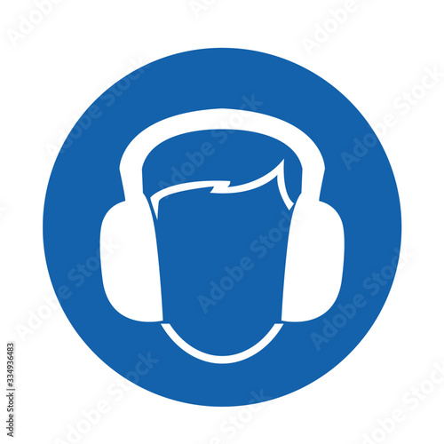 Symbol wear ear protection Sign Isolate On White Background,Vector Illustration