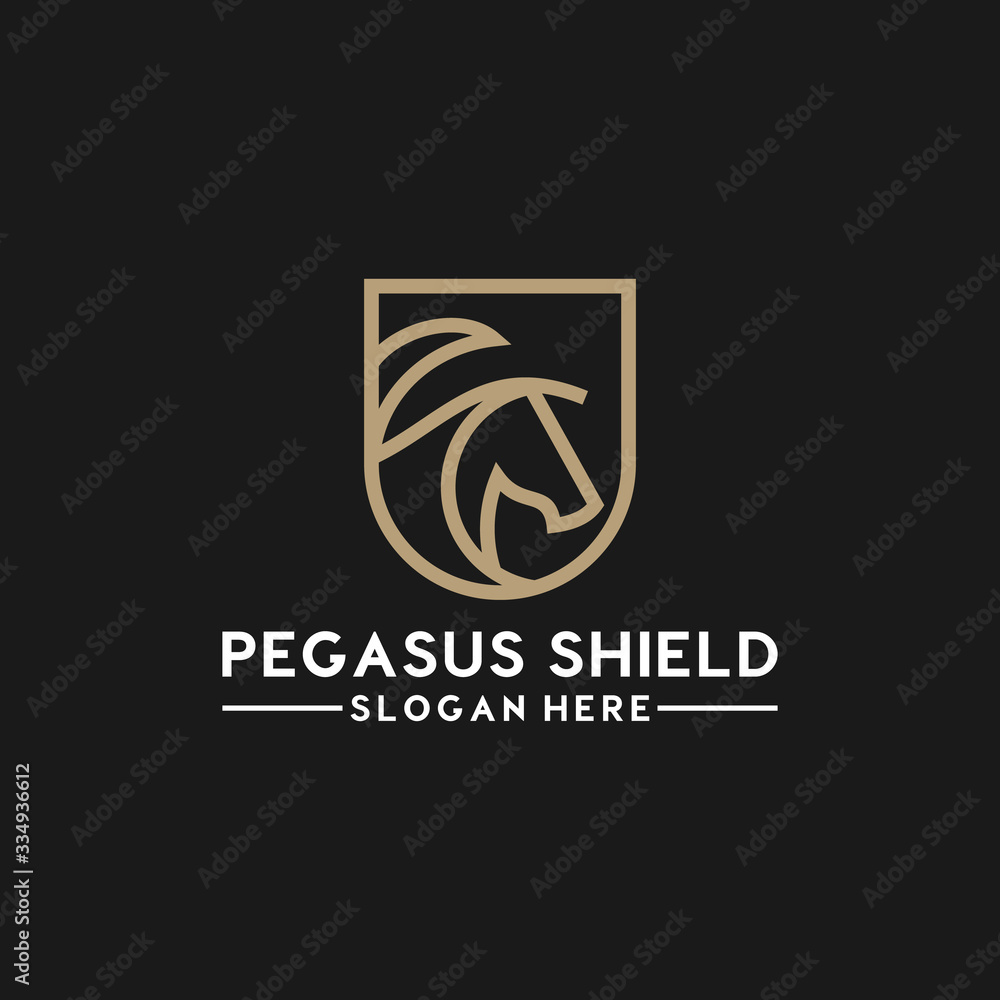 pegasus horse logo style line art, monoline,symbol creative graphic design