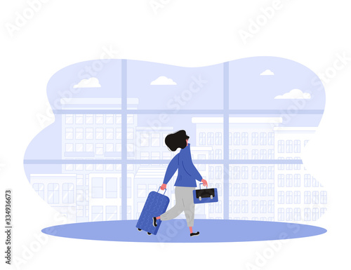 Bleisure concept. Work life balance. Vector person